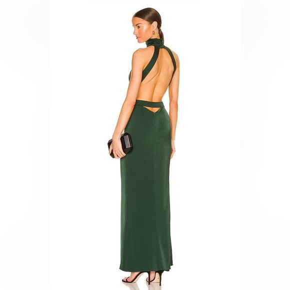 NBD Everett gown dress green maxi strappy backless Revolve NWT XL - Picture 2 of 11